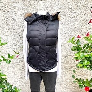 Calvin Klein Women’s Black Down Puffer Vest with Detachable Hood -  Size Small